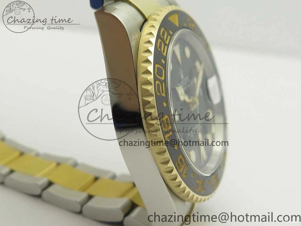 Edition GMT-Master II (Correct 1:1 Best 904L Hand Noob A3187 116713 Stack) LN YG Wrapped Steel Black Ceramic Thick 0209